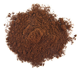 ground coffee isolated on white background