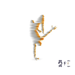 Man is posing and dancing. 3d model of man. Sport symbol. Vector illustration.