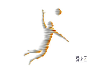 Naklejka premium Volleyball athlete in action. Sport symbol. Vector illustration.