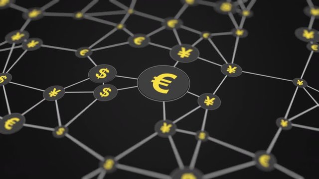 Multicurrency market model, 3D rendering