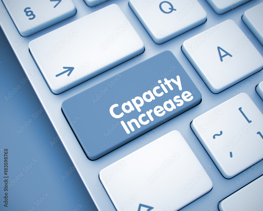 Poster capacity increase - text on keyboard button. 3d.