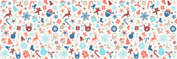 Christmas wrapping paper with seamless texture. Vector. - obrazy, fototapety, plakaty