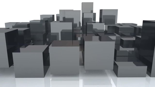 4k,abstract 3d metal cubes animation background.