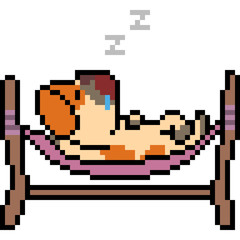vector pixel art hammock sleep