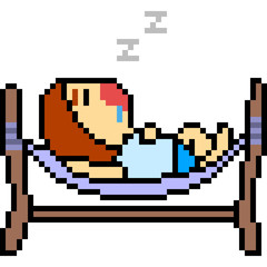 Fototapeta premium vector pixel art hammock sleep