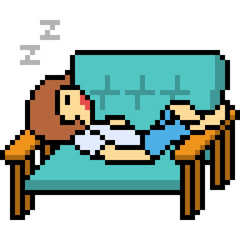 vector pixel art sofa sleep