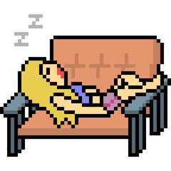 Fototapeta premium vector pixel art sofa sleep
