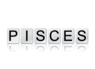 Pisces Concept Tiled Word Isolated on White