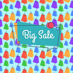 Fototapeta premium Big Sale Banner Seamless Pattern Shopping Bags
