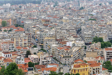 Fototapeta na wymiar Densely populated urban district in Serres city, Greece