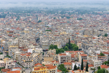 Densely populated urban district in Serres city, Greece.