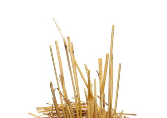 Straw pile isolated on white background, clipping path