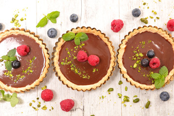 chocolate cake and berry fruit