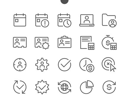 Business UI Pixel Perfect Well-crafted Vector Thin Line Icons 48x48 Ready for 24x24 Grid for Web Graphics and Apps with Editable Stroke. Simple Minimal Pictogram