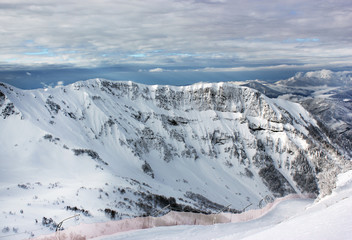 Fototapeta na wymiar Mountains in winter season, Sochi