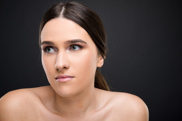 Fototapeta premium Pretty model girl with perfect fresh clean skin