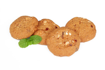 Oatmeal raisin cookie isolated on a white background