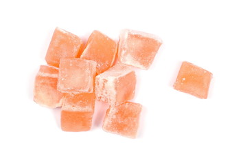 Turkish delight isolated on white background, top view