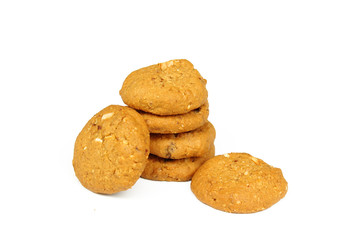 Oatmeal raisin cookie isolated on a white background