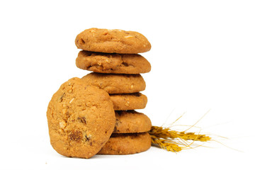 Oatmeal raisin cookie isolated on a white background