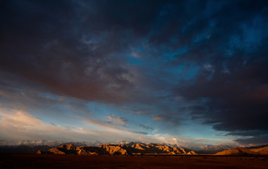 The mountains of Golmud under the dark clouds