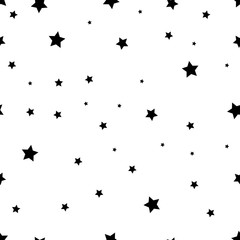 Star seamless pattern. White and grey retro background. Chaotic elements. Abstract geometric shape texture. Effect of sky. Design template for wallpaper,wrapping, textile. Vector Illustration