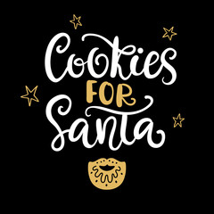 Fototapeta na wymiar Cookies for Santa. Christmas ink hand lettering phrase