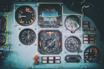 Control panel in a old ussr plane cockpit