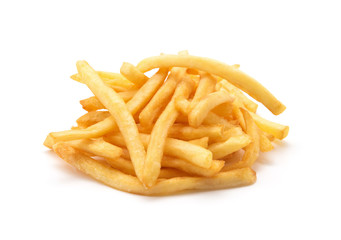 potato fry on white isolated background