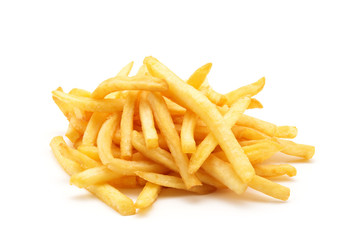 potato fry on white isolated background
