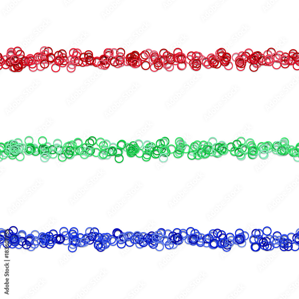 Poster random circle pattern text divider line design set from colored rings - repeatable vector graphic de
