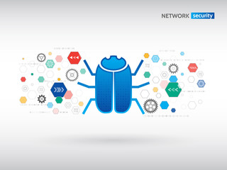 Futuristic hi-tech board on the grey background. Digital technology protection concept. Hacking and ciber crimes data security.