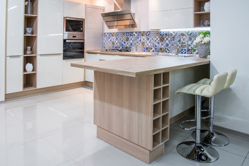 cozy modern kitchen interior with furniture