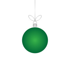 green christmas bauble on a white background