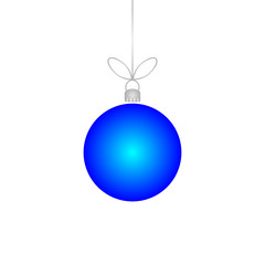 Blue christmas bauble on a white background