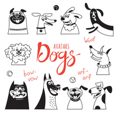 Avatar dogs. Funny lap-dog, happy pug, cheerful mongrels and other breeds. - 183608785