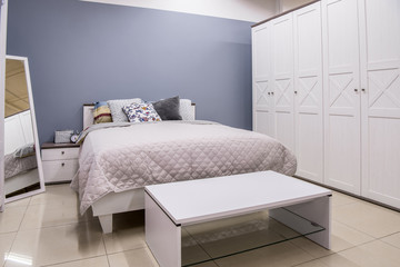 cozy modern bedroom interior with bed