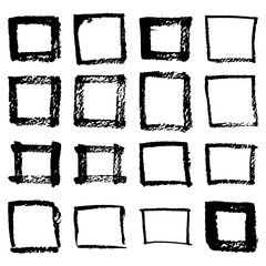 Grunge hand drawn of a square frame isolated on white background