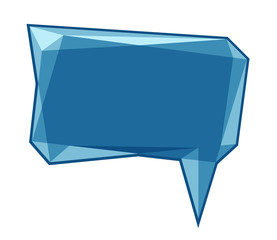 Low polygon vector blue speech talk balloon diamond shape template for quote