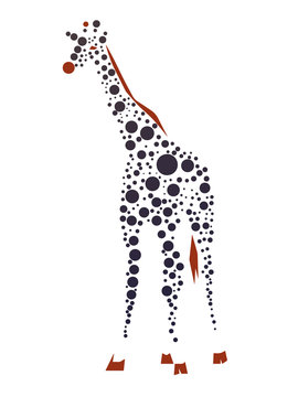 Giraffe consist of dots. Vector clip art