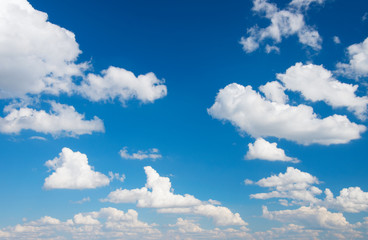 White clouds in blue sky.