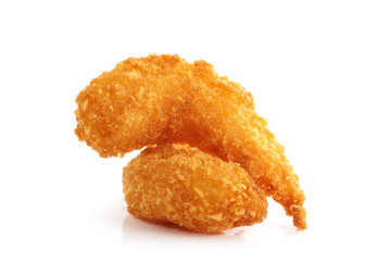 Fried shrimps isolated on white