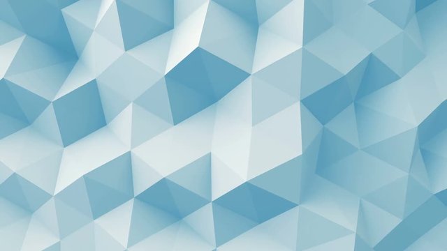 Light blue polygonal geometric surface. Smooth 3D render animation. Computer generated seamless loop abstract motion background 4k UHD (3840x2160)
