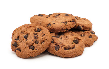 Chocolate chip cookie on white
