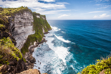 Tropics Beach Uluwatu in Indonesia Bali. Vacation Travel Tourism Relax.