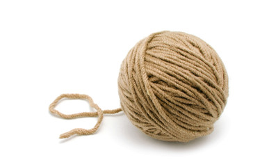 Ball of yarn on white background