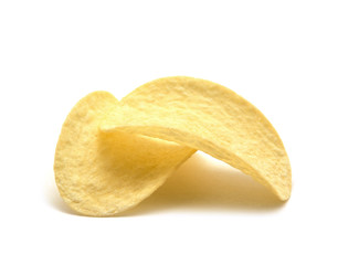 Potato chips isolated white background.