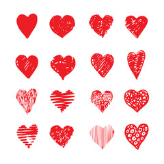 Hand drawn hearts. Design elements for Valentine day.