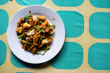 Indonesian dish Urap Urap with copy space on the right