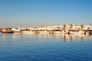 Fototapeta na wymiar The port of Naousa in Paros, Greece